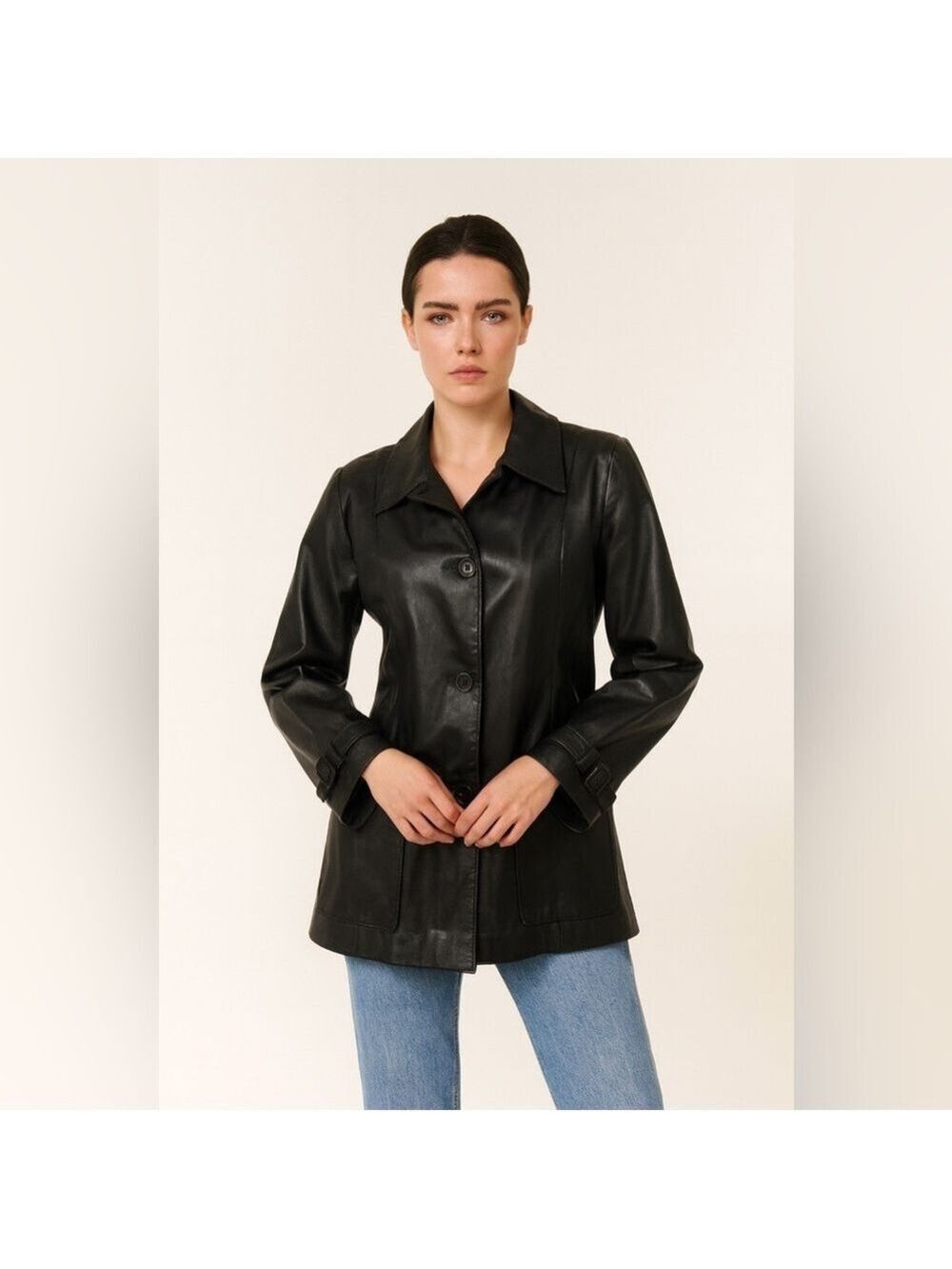 Passport Leather Sport Vintage Black Jacket Medium